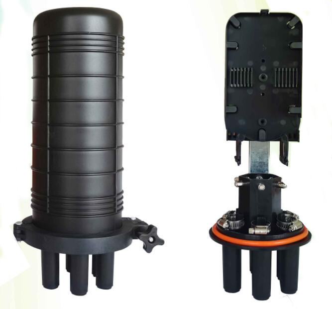 Un colore nero materiale di 6 dei porti del cavo a fibre ottiche del giunto della chiusura 24F 48F 72F 96F pp ABS del PC