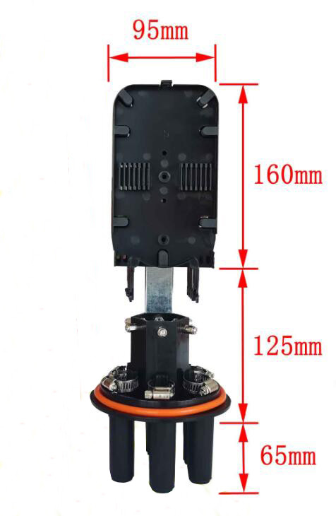 Un colore nero materiale di 6 dei porti del cavo a fibre ottiche del giunto della chiusura 24F 48F 72F 96F pp ABS del PC